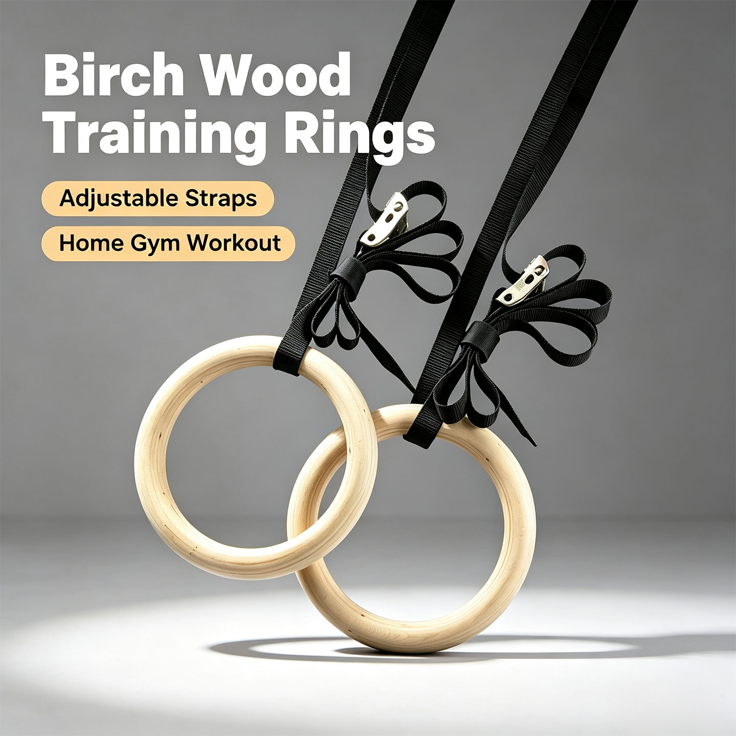 Gymnastic Rings Wooden - Kayın Ağacından Yapılmış Jimnastik Halkaları, Ayarlanabilir