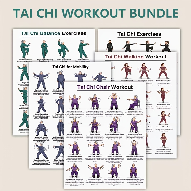 Home Gym Routine - A4 Boyutunda 5 Adet Tai Chi