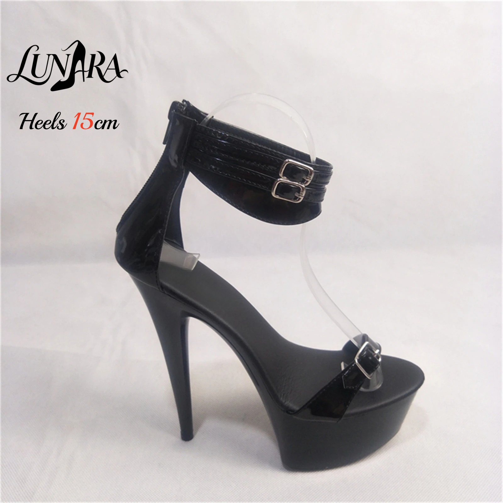 15 cm Siyah Patent PU Yüksek T - Ankle Strap Attachment incelemesi ve fiyatı